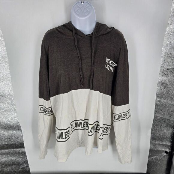 On Fire Shirt Womens 2X Gray White Hooded Long Sleeve Flawless Woke Up Like - Picture 2 of 6